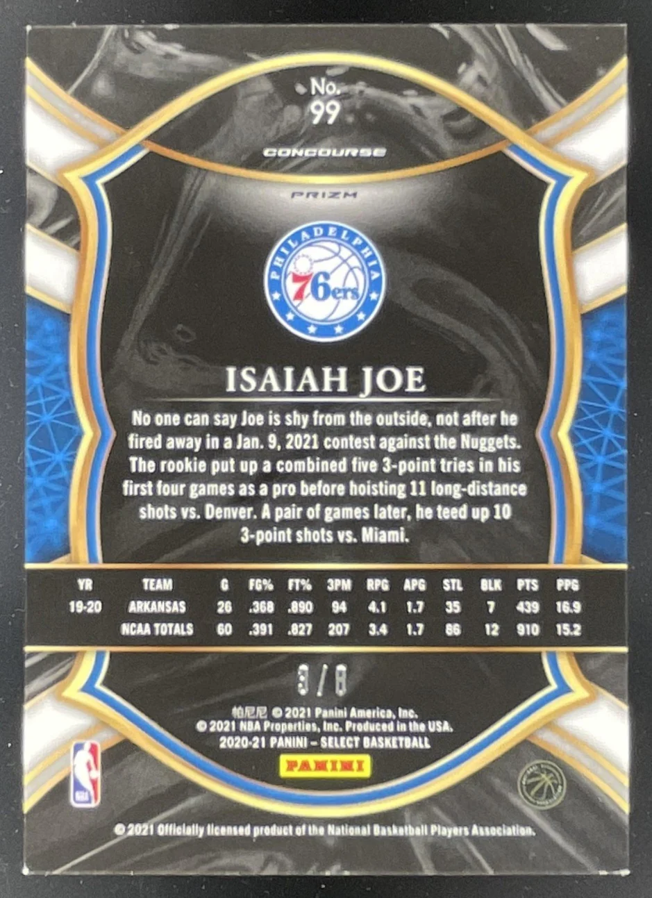 2020-21 Panini Select Lucky Envelopes #99 Isaiah Joe RC Concourse /8 - Image 2