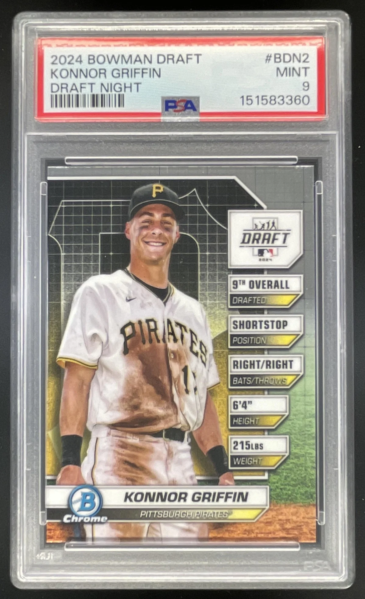 2024 Bowman Draft Bowman Night #BDN-2 Konnor Griffin PSA 9