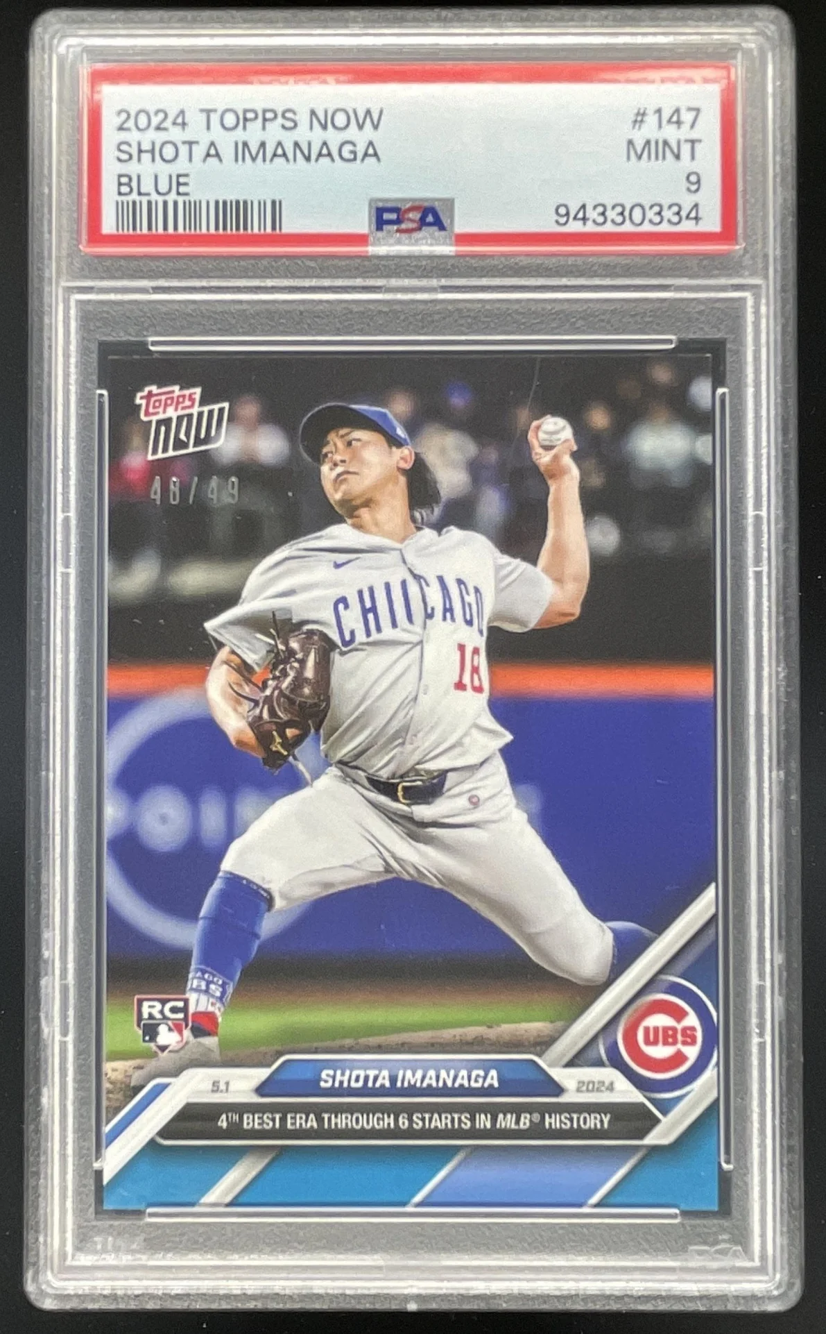 2024 Topps Now Blue #147 Shota Imanaga RC /49 PSA 9