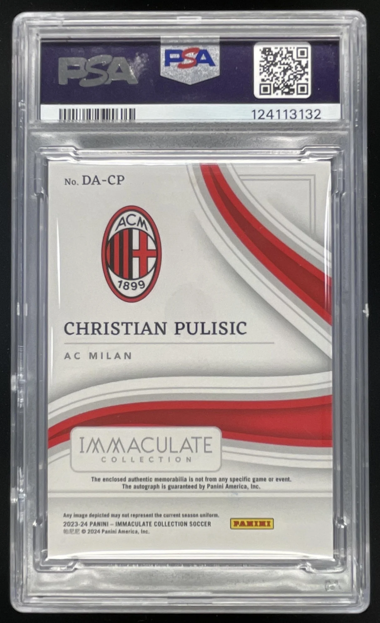 2023 Immaculate Collection Dual Swatch Sapphire Christian Pulisic Auto /25 PSA 9 - Image 2