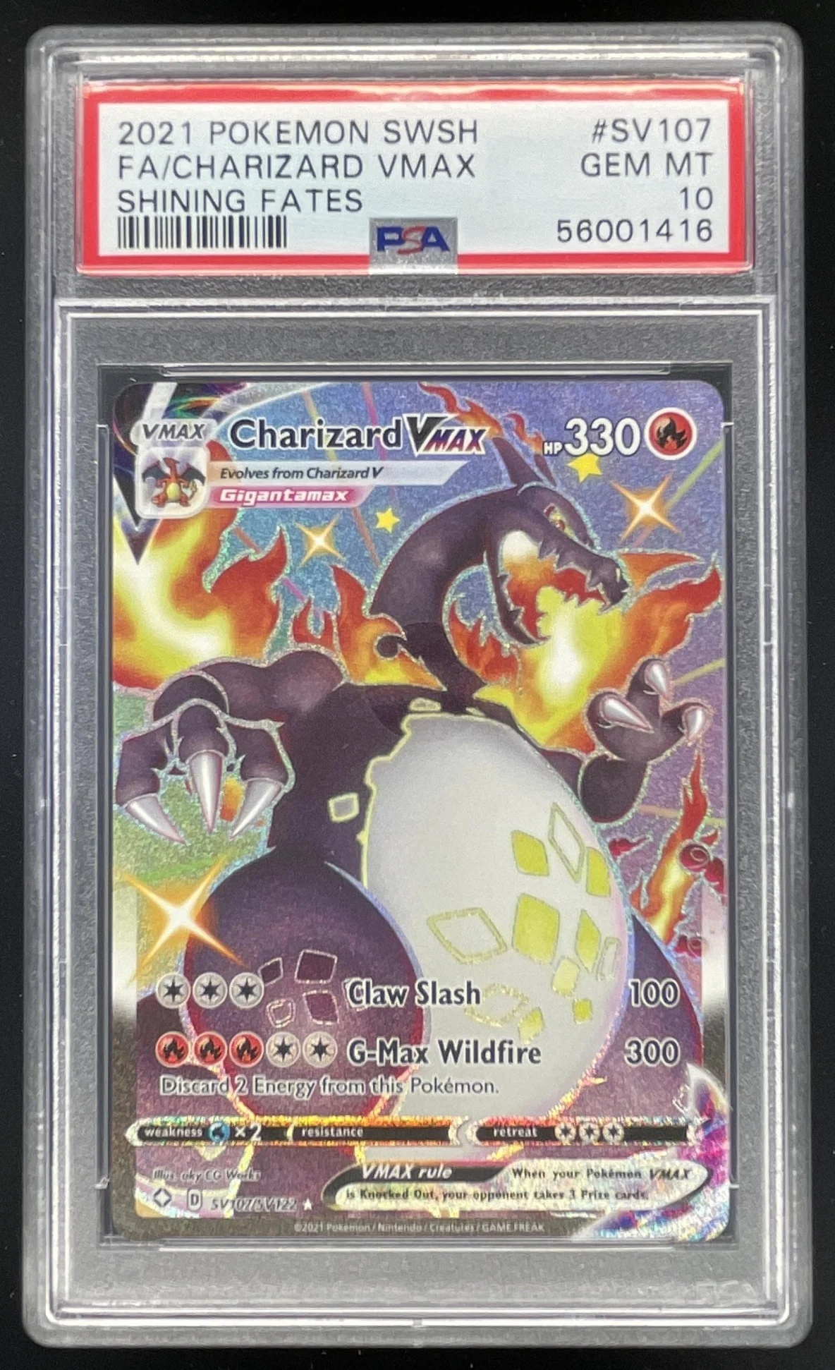 2021 Pokemon Sword Shield Shining Fates Shiny Vault #SV107 Charizard VMAX PSA 10