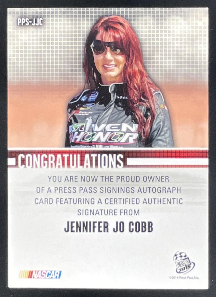 2015 Press Pass Cup Chase Press Pass Signings Blue #PPS-JJC Jennifer Jo Cobb /99 - Image 2