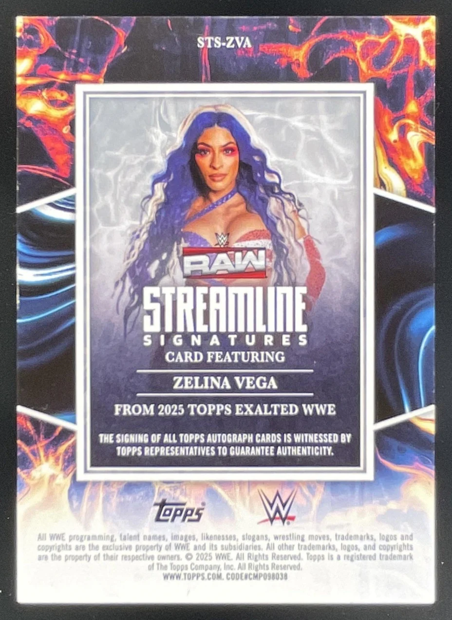 2025 Topps Exalted Streamline Signatures Aqua #STS-ZVA Zelina Vega Auto /99 - Image 2