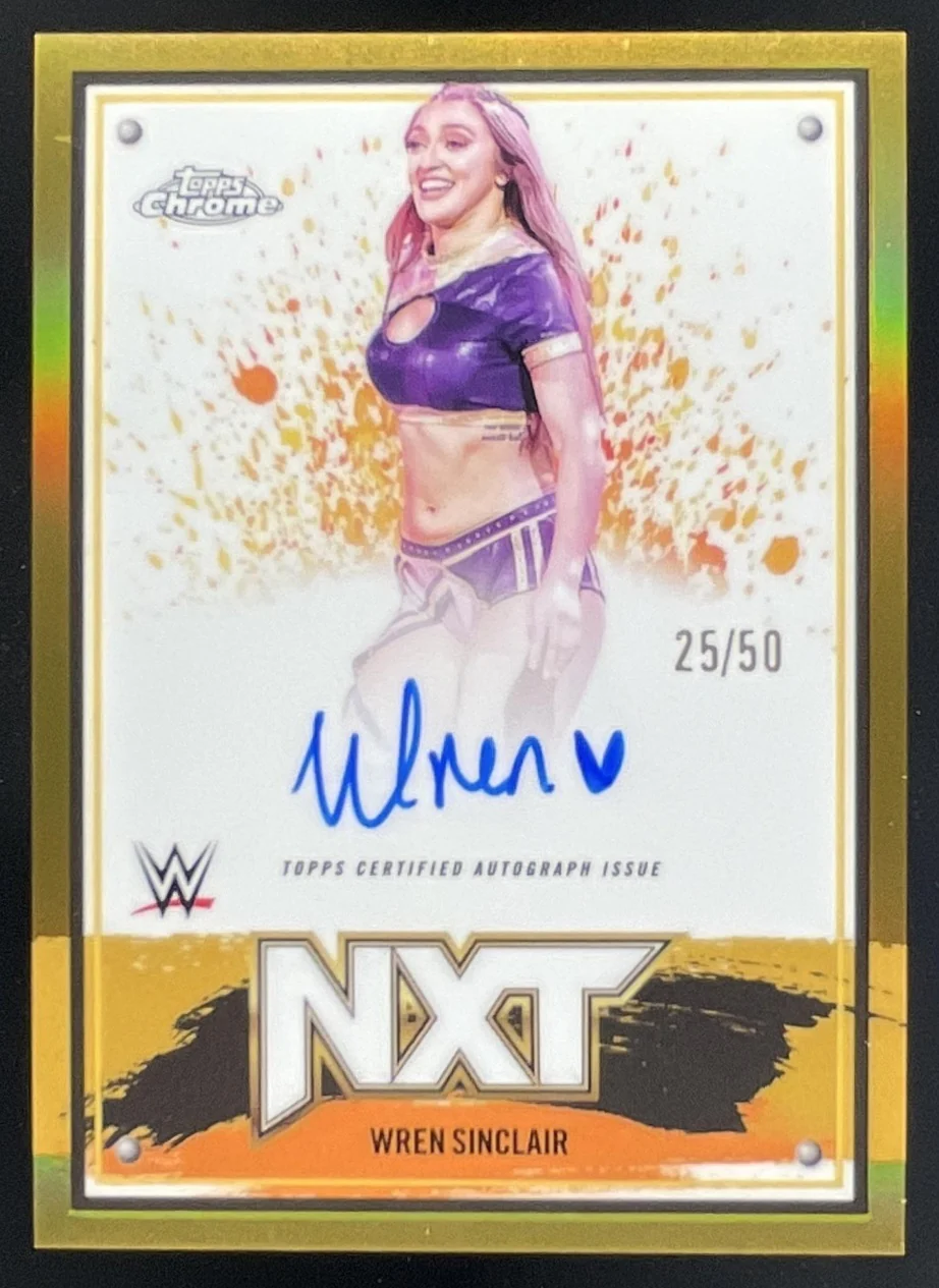 2025 Topps Chrome WWE NXT Chrome Gold Refractors #NXT-WSC Wren Sinclair Auto /50
