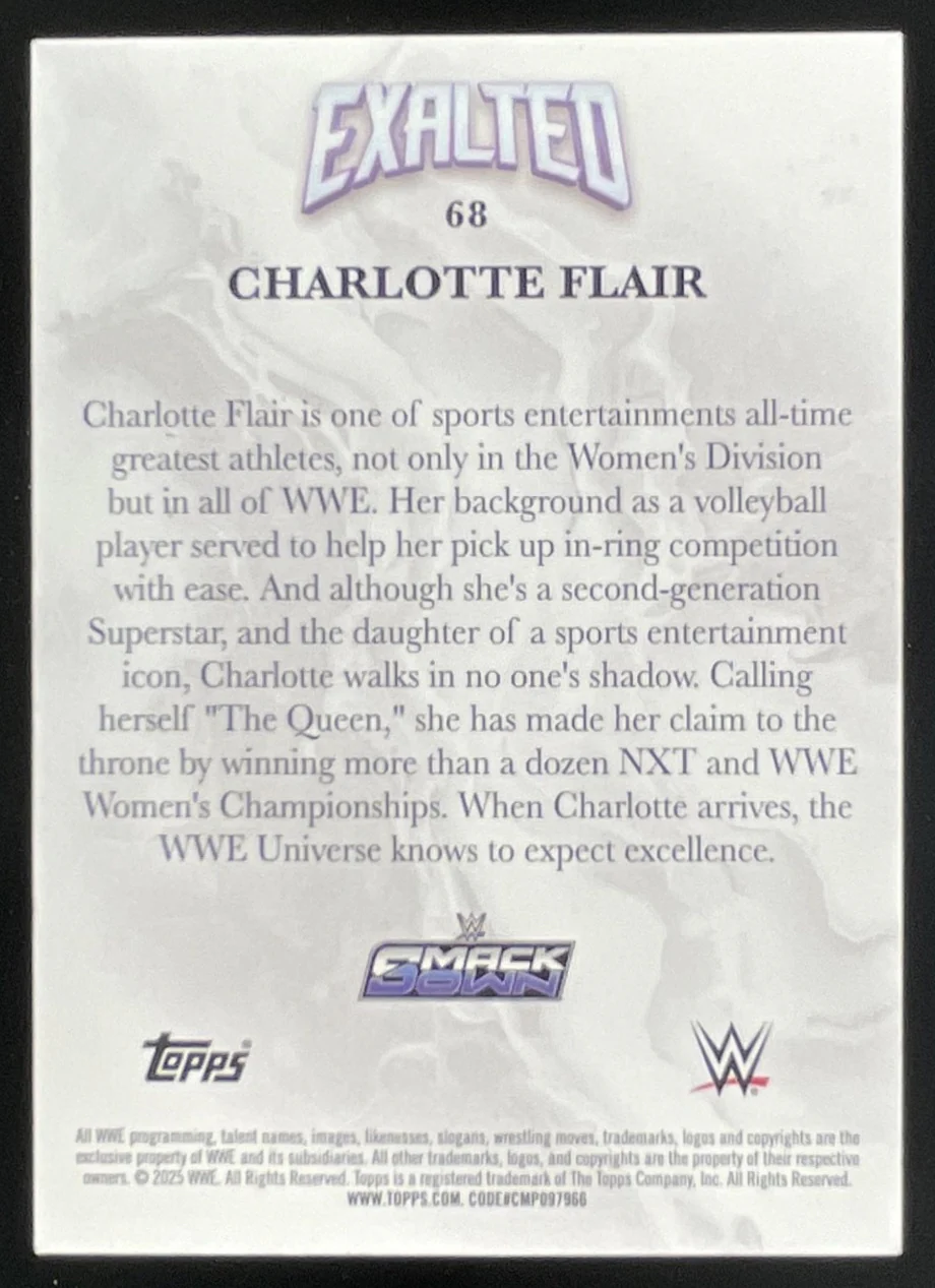 2025 Topps Exalted Purple #68 Charlotte Flair /10 - Image 2