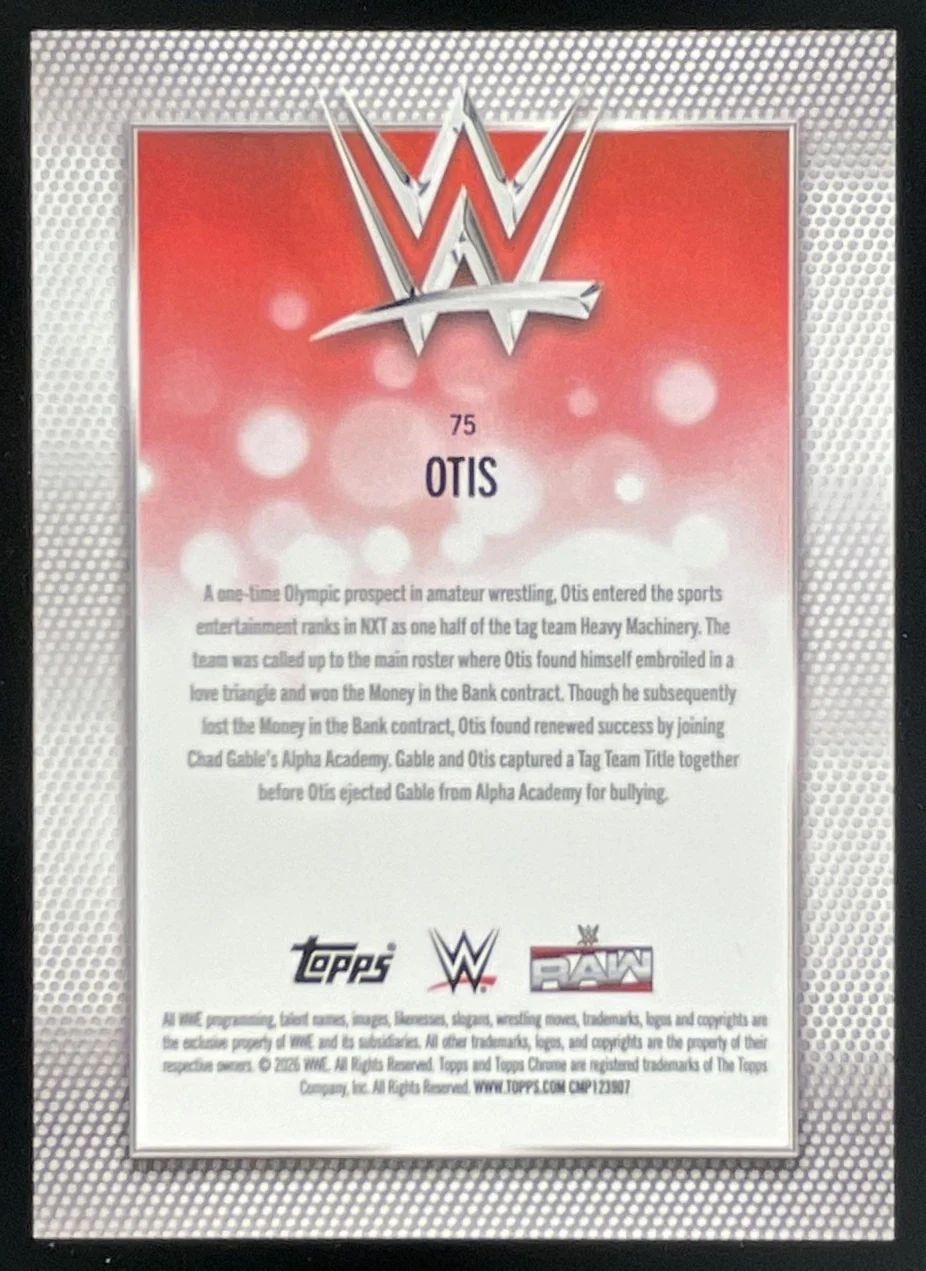 2026 Topps Chrome WWE Sapphire Chrome Black Refractor #75 Otis /10 - Image 2
