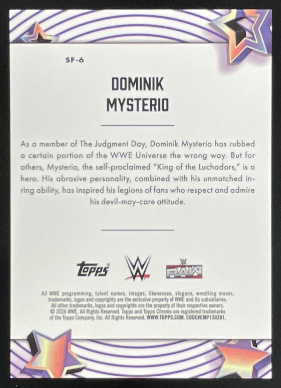 2026 Topps Cosmic Chrome WWE StarFractor #SF-6 Dominik Mysterio - Image 2