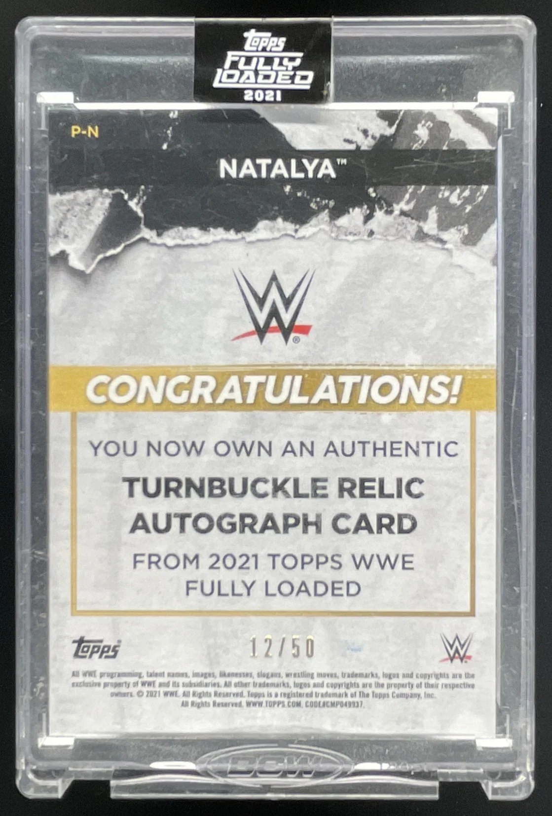 2021 Topps WWE Fully Loaded Autographed Turnbuckle Relics #P-N Natalya Auto - Image 2