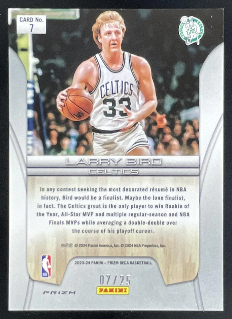 2023-24 Panini Prizm Deca Finalists Mojo #7 Larry Bird /25 - Image 2