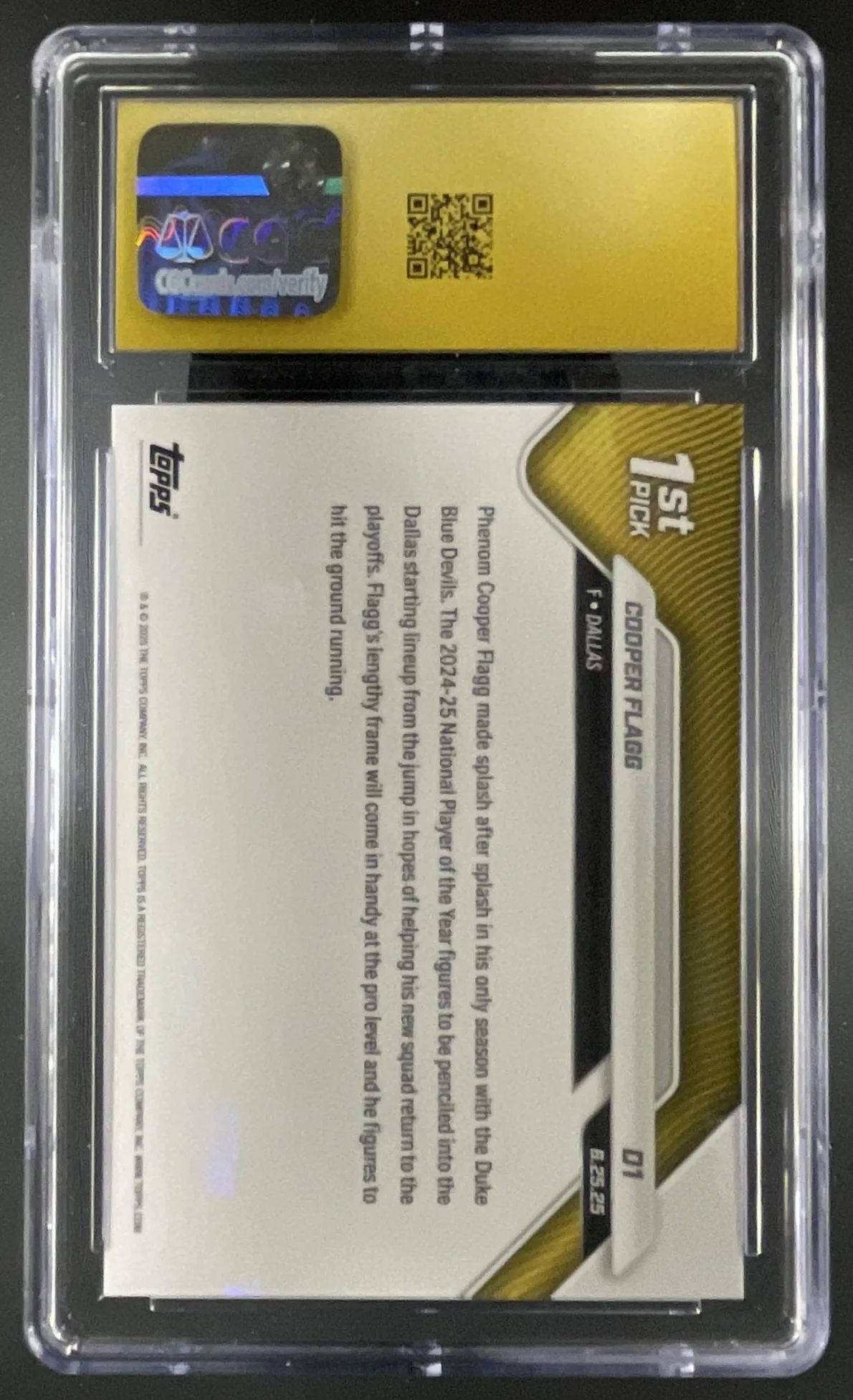 2025-26 Topps Now #D1 Cooper Flagg RC CGC 10 - Image 2