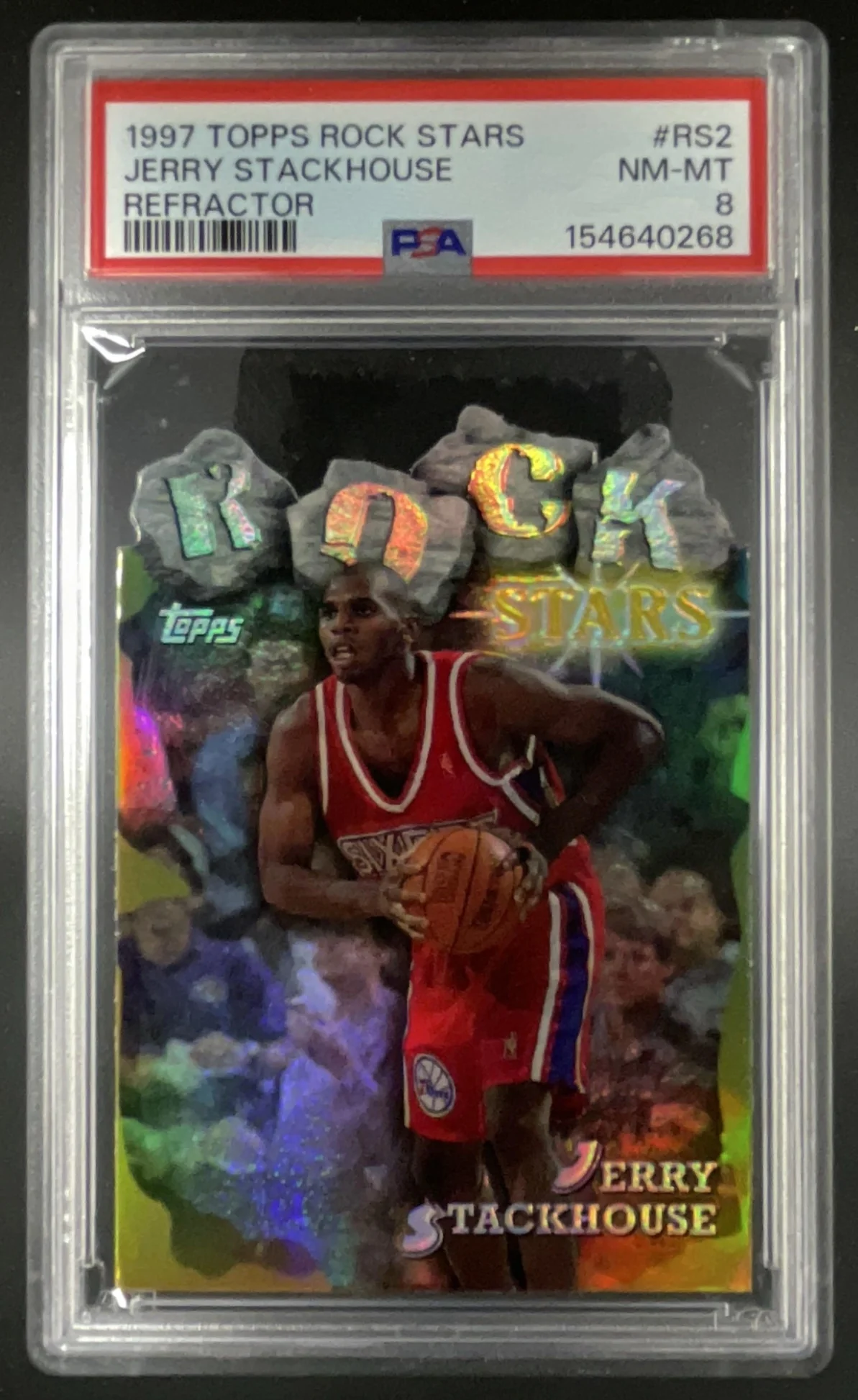 1997-98 Topps Rock Stars Refractor #RS2 Jerry Stackhouse PSA 8