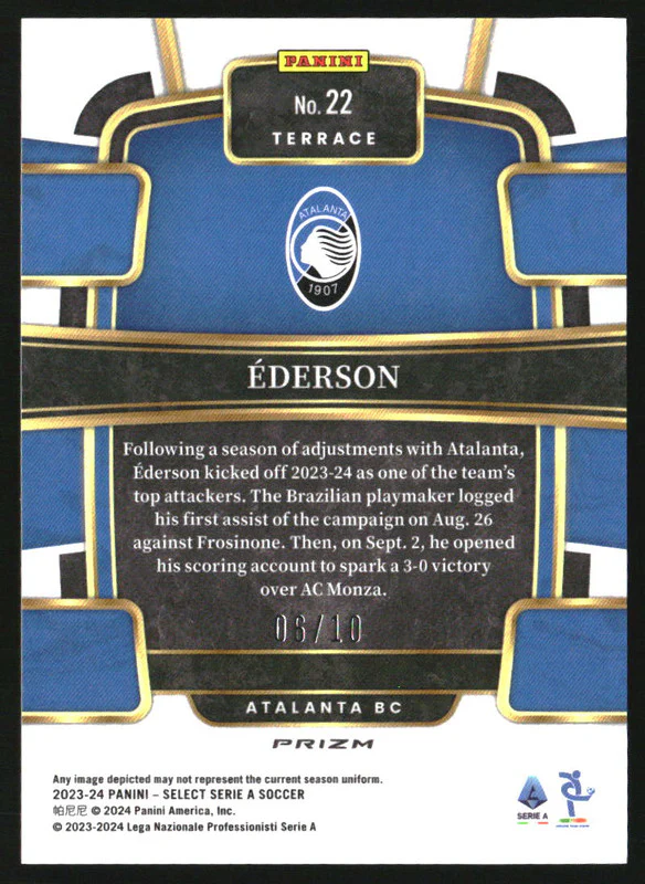 2023-24 Select Serie A Gold #22 Ederson /10 - Image 2
