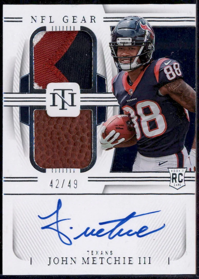 2022 National Treasures Rookie NFL Gear Auto Combos John Metchie III RC /49