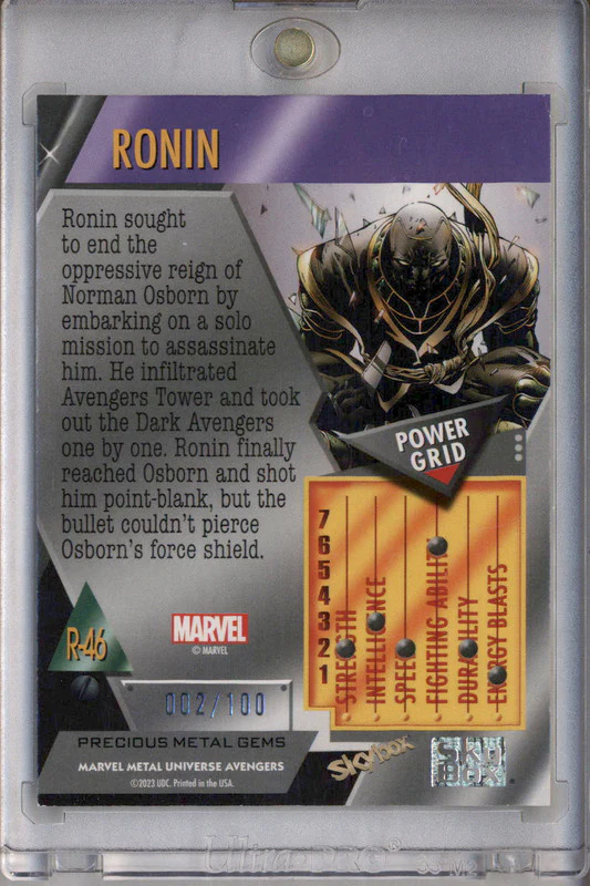 2024 Skybox Metal Universe Marvel Avengers Retro Precious Gems Green Ronin /100 - Image 2