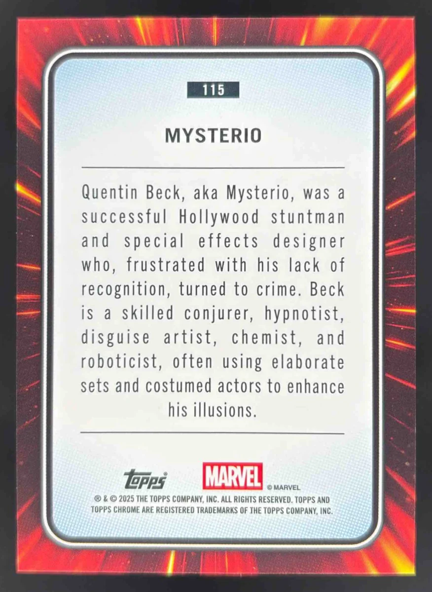 2025 Topps Chrome Marvel Gold Wave Refractor #115 Mysterio /50 - Image 2