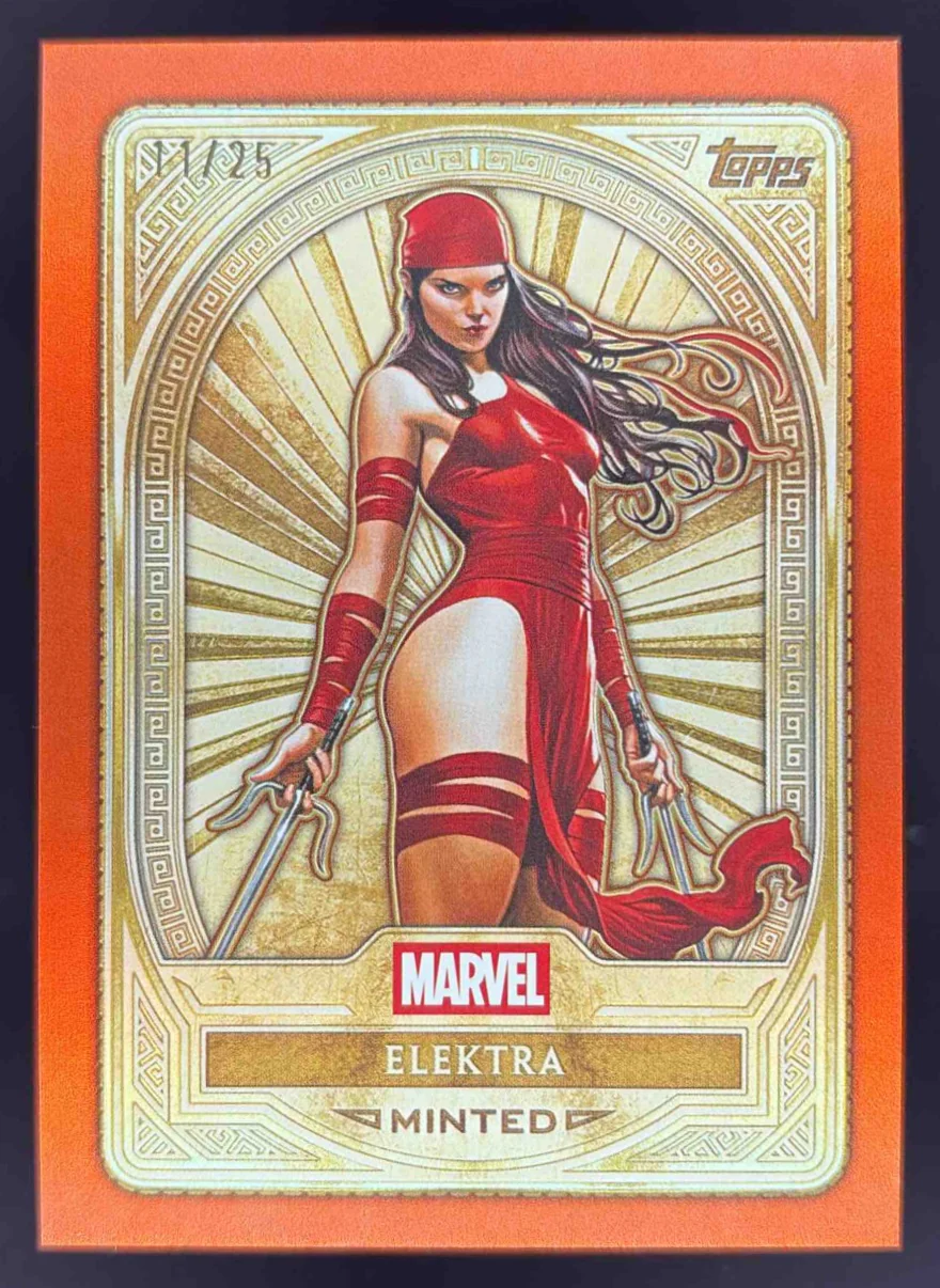 2025 Topps Mint Marvel Orange Foil #95 Elektra Gold /25