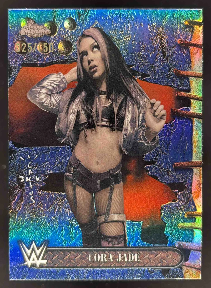 2025 Topps Chrome WWE x Cactus Jack Blue Refractor #73 Cora Jade /150