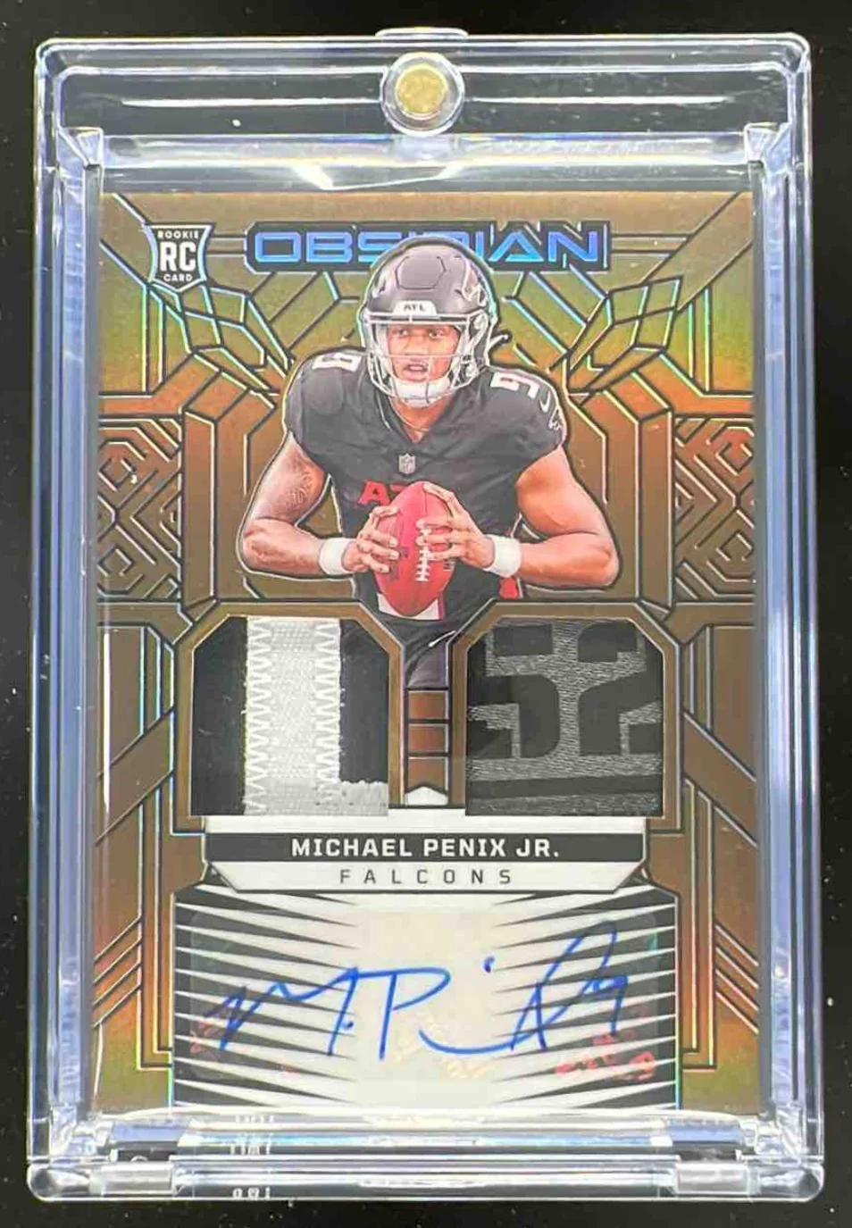 2024 Obsidian Rookie Materials Ink Gold #RMI-MPJ Michael Penix Jr. RC Auto /10